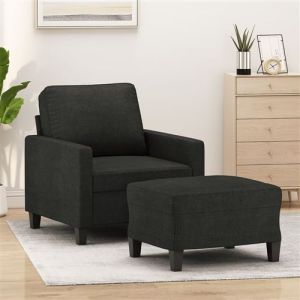VidaXL Fauteuil avec repose-pied Noir 60 cm Tissu, canapé, fauteuil, fauteuil TV, canapé simple, siège, canapé relax, canapé de loisirs