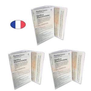 Lot 3 Etui carte grise - cristal transparent- Fabriqué en France - Pochette voiture auto moto
