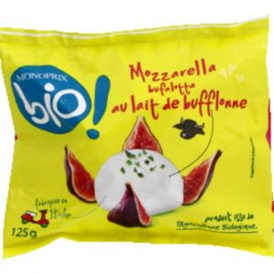 Monoprix Bio Mozzarella di Bufala Campana AOP bio - Le paquet de 125g net &eacute;goutt&eacute;