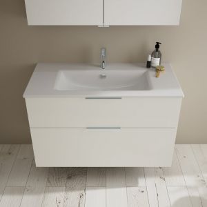 Burgbad Eqio Vasque en céramique slim avec meuble bas, 2 tiroirs, SHBT102F2009C0001G0146,