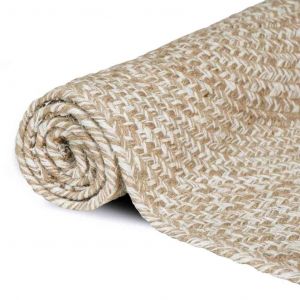 VidaXL Tapis Naturel Et Blanc 80 X 250 Cm Jute