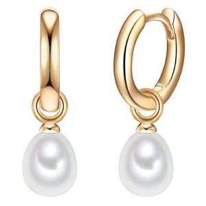 Valero Pearls Créoles pour Femme en 925/- Argent sterling Perle de culture d'eau douce env. 6,0-7,0 mm