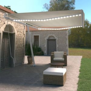 VidaXL Auvent manuel rétractable avec led 500x350 cm Crème Crème