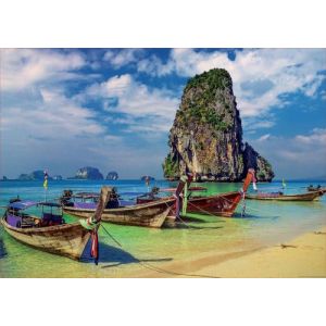 Educa Puzzle Adulte Thailande Plage Avec Rocher Et Barques De Pecheur - 2000 Pieces Collection Pays