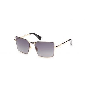 Max Mara Femme MM0135 MILLER-3 30B Lunettes de soleil Métal Or Fumée Carré Normale