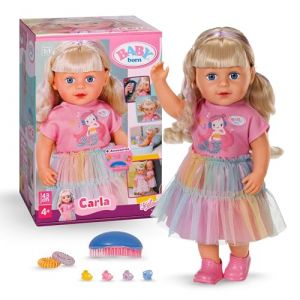 Zapf Creation BABY Born Carla - Poupée de 43 cm - Cheveux blonds de qualité supérieure avec mèches - Ne nécessite Pas de Piles - Convient aux Enfants à partir de 4 Ans - 7 Accessoires Inclus - Rose