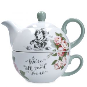 Mikasa and The V&A Tea for One - set de teapot and cup, set de tea de bone china for one, set of thé of Alice in wonderland of, lavable au