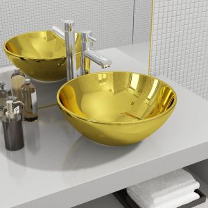 Image de VidaXL Lavabo 32,5 x 14 cm Céramique Doré