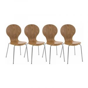 CLP Lot de 4 chaises empilables en bois Diego ch&ecirc;ne