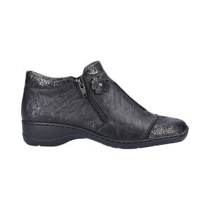 Image de Rieker 58388-01, Femme Mocassin Noir bi-matière - 36 EU