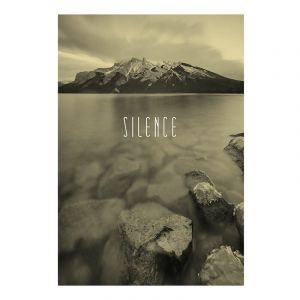 Komar Affiche d'art Word Lake Silence Sand - Taille: 50 x 70 cm - jaune, gris, noir