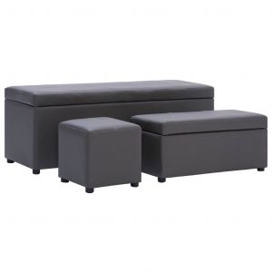 Image de VidaXL Bancs et repose-pieds Gris Similicuir