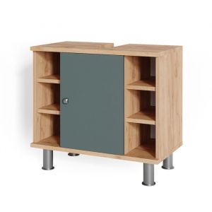 Meuble sous-lavabo "Fynn chêne/vert Vicco