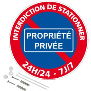 Signaletique.biz France - Panneau de signalisation rond prépercé pvc ou alu diamètre 250 ou 300 mm + kit de fixation pour pose facile, rapide