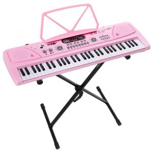 Max Pack KD61P - Clavier 61 Touches avec Support | Piano &Eacute;lectronique Portable D&eacute;butant - Rose