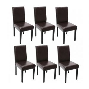 Décoshop26 Lot de 6 chaises de salle à manger simili-cuir marron pieds foncés CDS04239