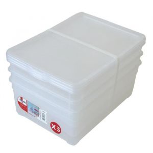 Image de Sundis Lot de 3 boîtes de rangement pour chaussures homme Clear box 10L 36,5x26,5x23 cm transparent