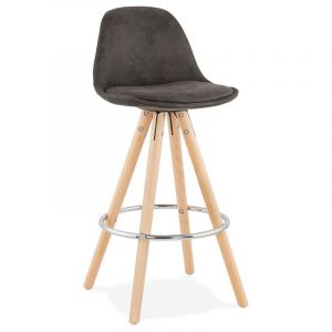 Declikdeco Tabouret de Bar Gris Foncé et Piétement Beige SALOON