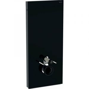 Image de Geberit Panneau sanitaire Monolith WC suspendu Verre noir/aluminium chromé noir 114 cm