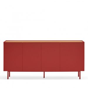 Buffet en bois 4 portes 3 tiroirs L165cm rouge