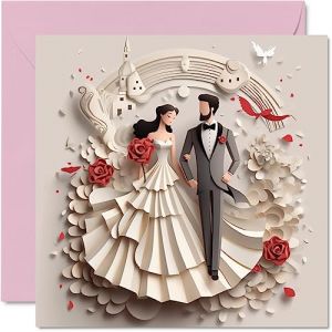Cartes de mariage pour couples – Cloches d'église – Cadeau de félicitations, de fiançailles, de félicitations et de félicitations – 145 mm – Cartes de vœux de mariage pour couples, fiancés, fiancés
