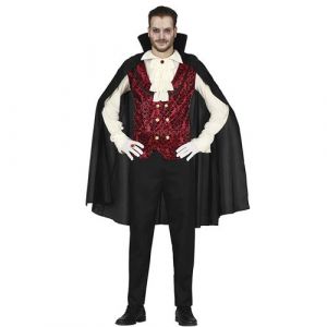FIESTAS GUIRCA Déguisement Vampire Classique - Déguisement Complet Rouge et Noir avec Cape pour Homme Adulte Taille M 48-50