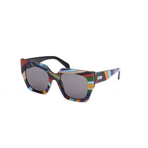 Emilio Pucci Femme EP0197 99A Lunettes de soleil Ac&eacute;tate Multicolore Fum&eacute;e Papillon Normale