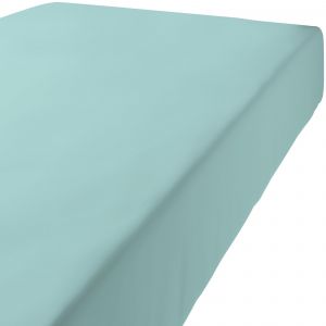 Les Ateliers du Linge Drap housse uni Coton en coton aqua 90 x 190 x 35