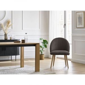 Bobochic Chaise salle à manger Chaise lalie tissu velours côtelé et pieds scandinaves bois Taupe - Taupe