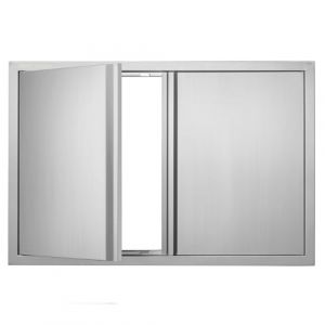 VEVOR Porte d'Accès pour Barbecue, Double Porte de Cuisine Extérieure 914x610x45 mm, Porte Encastrée en INOX, avec Poignée Encastrée, pour Îlot de Barbecue, Station de Grillades, Placard Extérieure