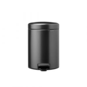 Brabantia Petite poubelle de salle de bain à couvercle NewIcon 5 L | Poubelle à pédale anti-odeurs avec bac intérieur amovible pour salle de bain, toilettes ou petits espaces | Confident Grey