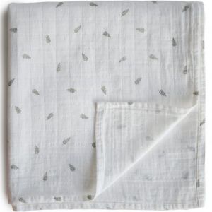 Mushie Serviette à langer mousseline feuilles 120x120 cm - Taille 120x120 cm
