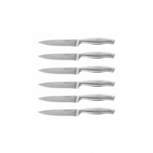 Cecotec Set de 6 couteaux dentés professionnels pour viandeManche et lame forgés en une seule pièce d’acier.Couteaux professionnels à viande