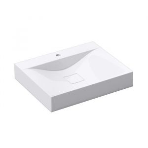 Image de Mai & Mai Lavabo suspendu blanc 60x46x10cm vasque à poser rectangulaire avec perçage pour robinet et cac bonde Col810 600