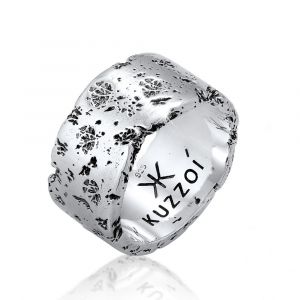 KUZZOI - KUZZOI Bague Look Rustique Massif Statement Homme - (925/1000) Argent 1 unité