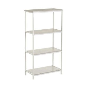 Wadiga Étagère en Bois MDF et Métal Blanc 4 Plateaux - Hauteur 116cm