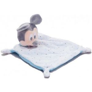 Nicotoy Doudou Mickey Plat Bleu et Blanc etoilé 17 x 18 cm - Peluche pour Disney Enfant et Bebe - Naissance