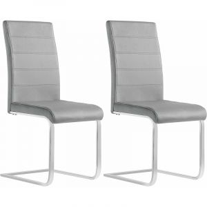 Lot de 2 Chaise Salle à Manger. Chaise Cantilever en Velours. Doux et confortable. Gris Foncé - Gris Foncé - Woltu