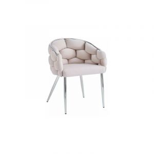 Lot de 2 chaises ballon pieds chrome assise velours beige