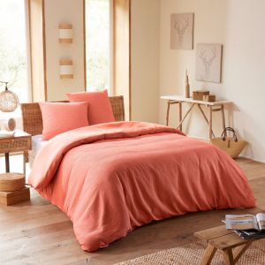 Parure de couette 'Nid d'abeille' 240 x 220 pour lit 2 Places 140 à 160 cm - Couleur : Blush