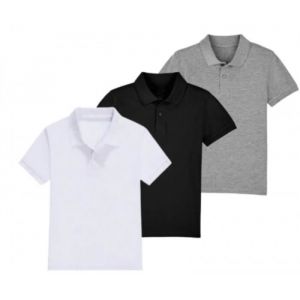 Polo Enfant Manches Courtes Blanc - Noir - Gris (Lot 3 )