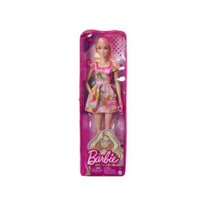 Image de Mattel Coffret poupee mannequin fashionistas : blonde cheveux long avec robe rose et chaussures et 1 carte offerte