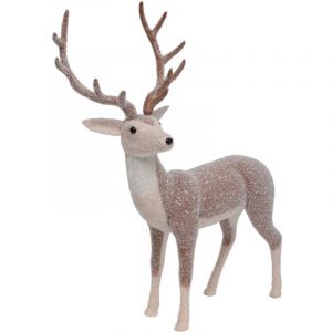 Déco Noël Magnifique Renne aspect givré L 85 x H 110 cm