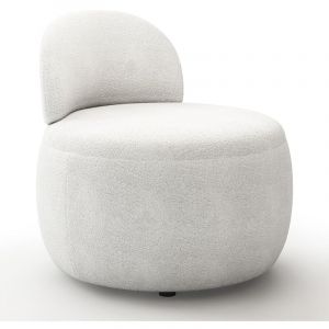 Privatefloor Fauteuil Design En Bouclette Fausse Fourrure Tapissée - Boucles Blanches - Melanie Blanc