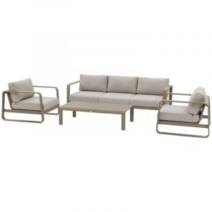 Hesperide Salon de jardin "Domilly" caf&eacute; 5 places en ol&eacute;fine et aluminium