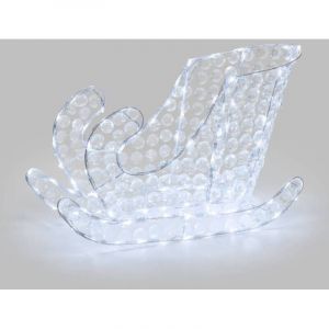 Lotti Traineau lumineux du père noël 3D cristaux acryliques 120 LED blanc froid fixe extérieur professionnel