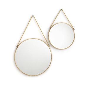 Image de Lot de 2 miroirs ronds laiton ou noir, Uyova Laiton Taille Taille Unique