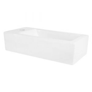 ML-Design Lavabo en Céramique, Rectangulaire, 51x25x13 cm, Blanc, Trou pour Robinet à