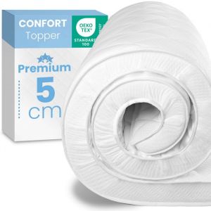 ELONEO Topper, 5cm dick, Komfortschaum, für Hausstauballergiker, schadstoffgeprüft, waschbarer Bezug