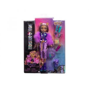 Monster high - clawdeen wolf avec chien crescent et accessoires - poupee loup garou tenue tendance - set jouet fille + carte